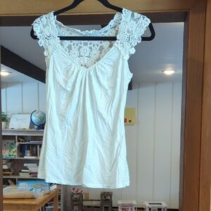 Elegant White Lace Trim Top